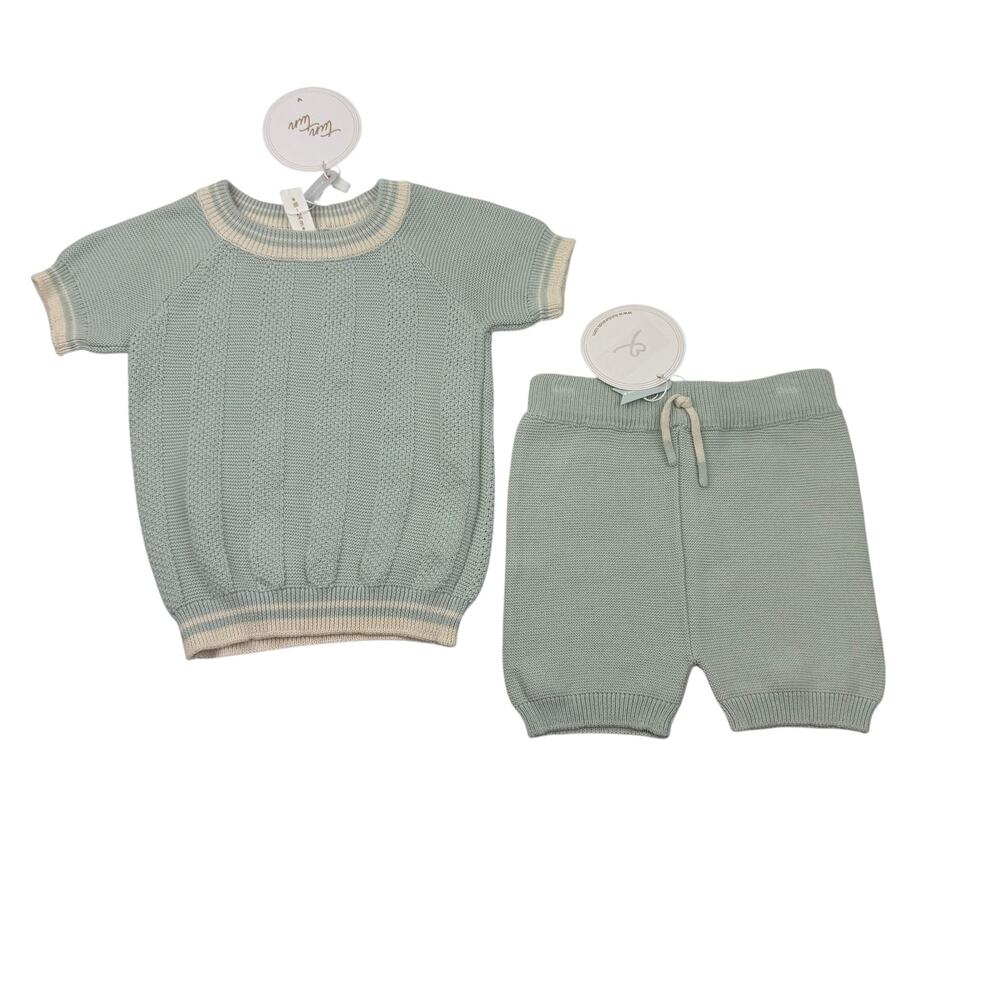 NWT Tun Tun Pima Cotton Sky Blue Daniel Knit
Top & Shorts Set, 18/24m
